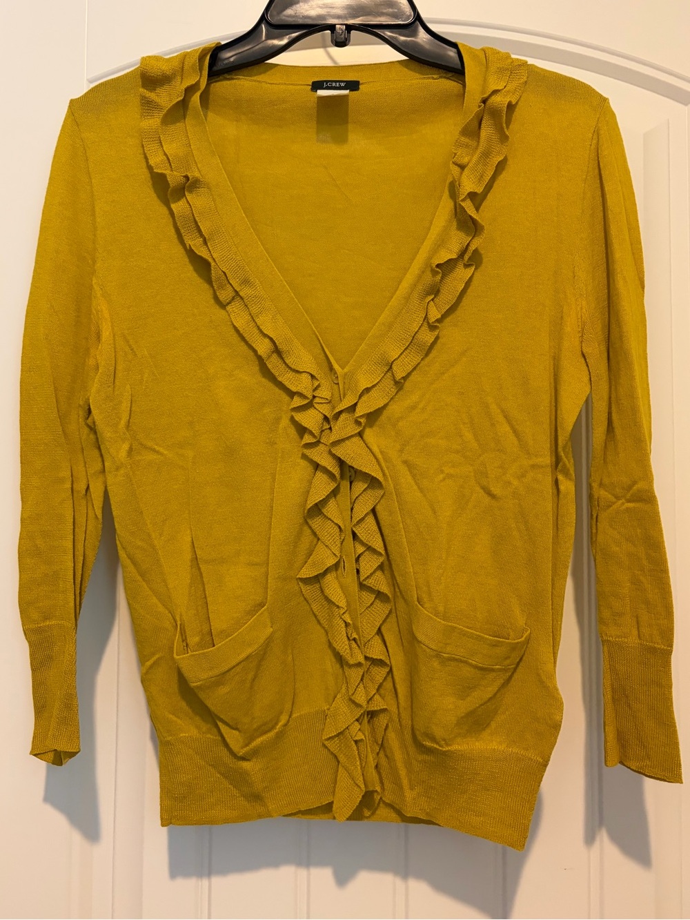 J. Crew Cotton Wool Blend Ruffle Cardigan